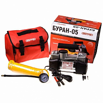 Компрессор металлический 50л/мин 2х поршневой с крокодилами SKYWAY БУРАН-05 в сумке 12АТМ